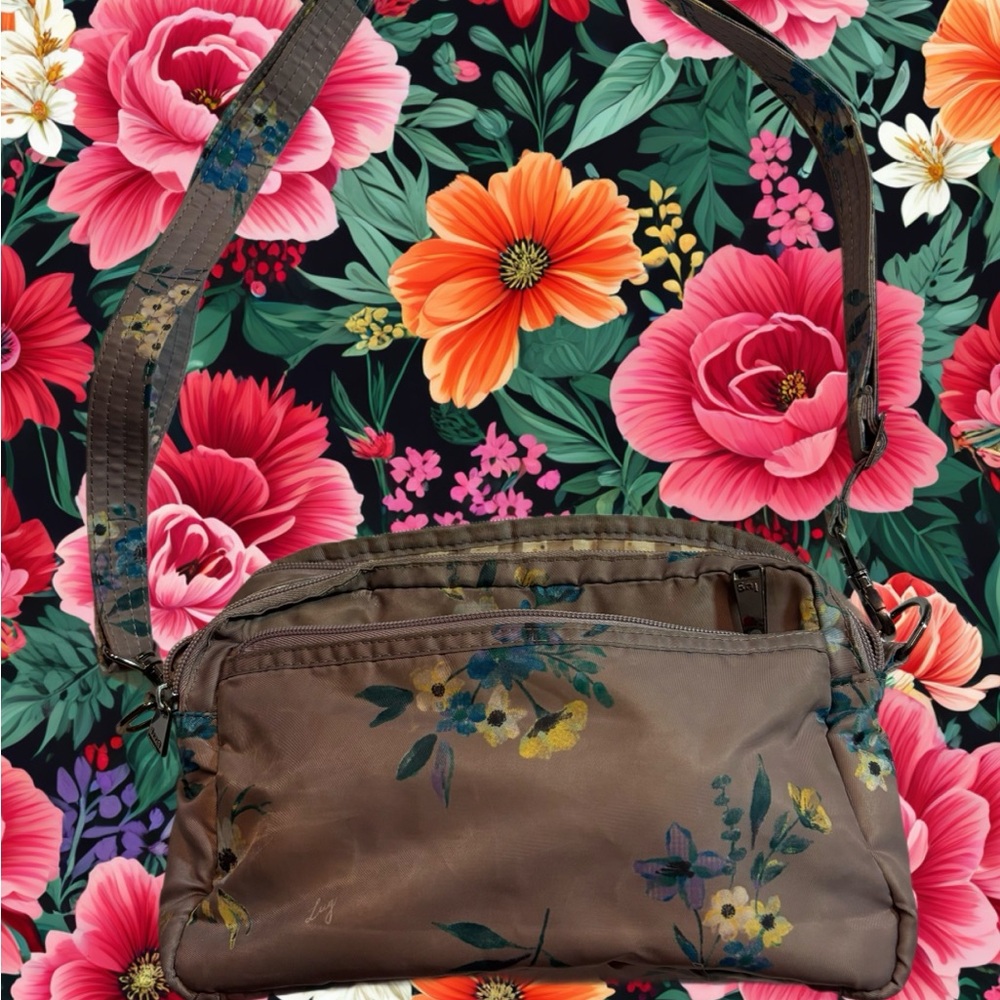 Lug Floral Crossbody Bag in Brown and Multicolor